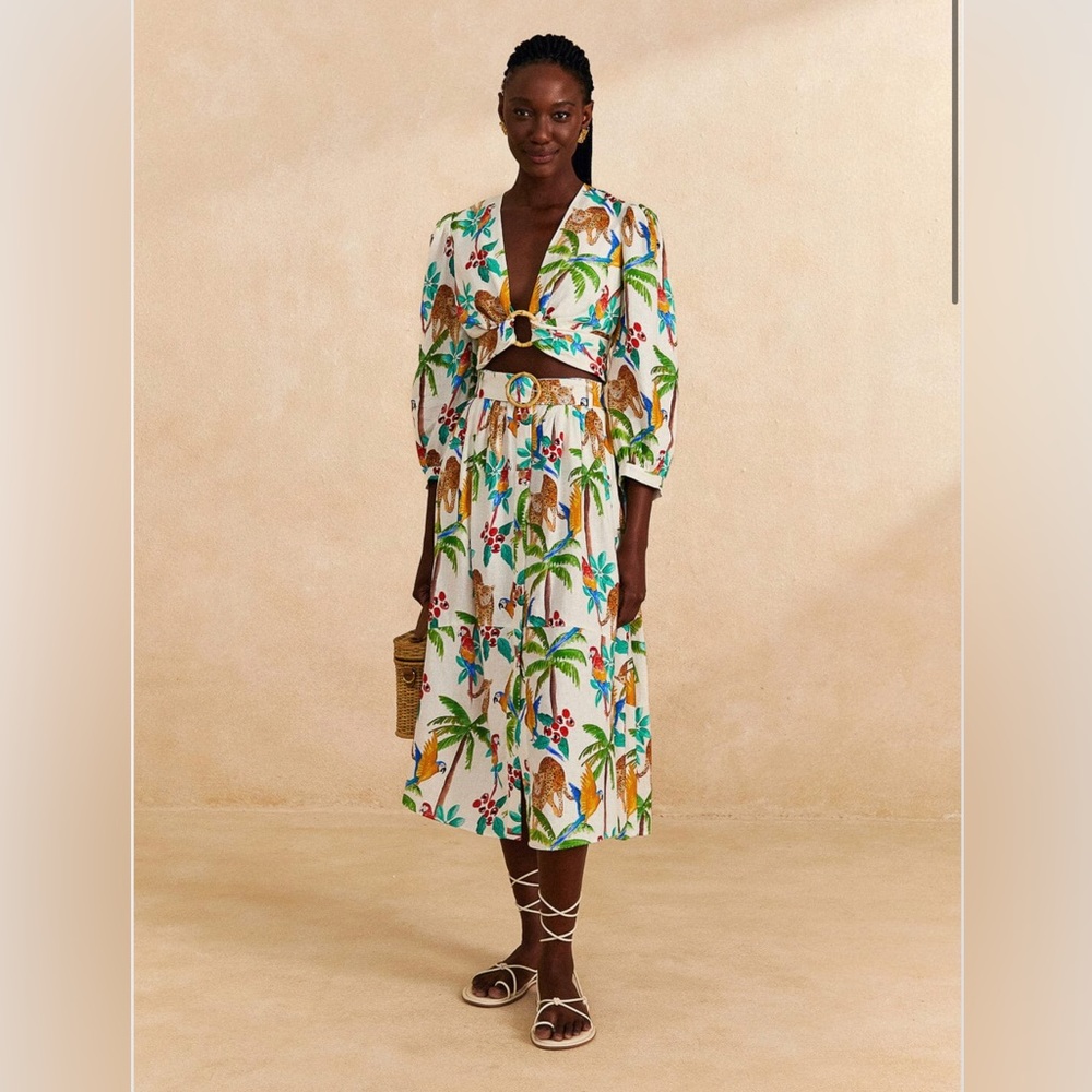 FARM Rio Tropical Print Midi Skirt - Multicolor